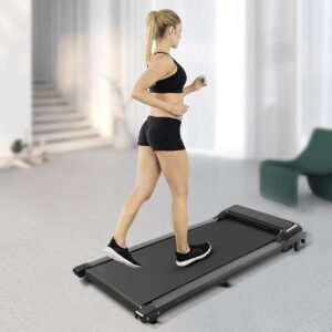 Loopband - Hometrainer fitness - Thuis sporten - Met wielen - 38x100cm loopvlak - Zwart (9101389133981)