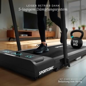 Loopband voor Thuis inklapbaar - House&Garden WalkFit Pro X12 met Helling - Compacte Walking Pad voor Onder Bureau - Elektrische Treadmill 12 km/u - Stille Home Gym Loopband met LED Display, Afstandsbediening & Tablethouder - Zwart (9506229211445)
