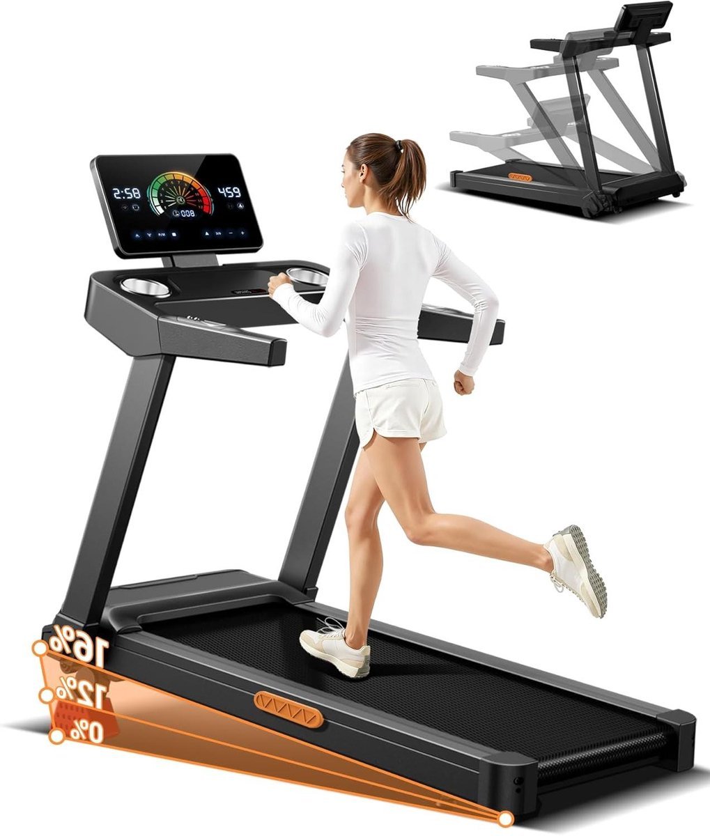 Loopband voor thuis - Hometrainer loopband - Thuis trainen - 16 graden helling - 14 km/u - Zwart (9101183672488)