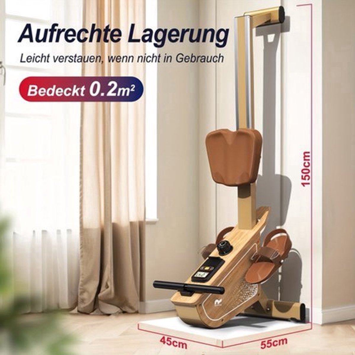 Magnetische Roeitrainer - Roeimachine - Fitness Roeier - Indoor Rower - Home Gym Roeitrainer - 16 Weerstandsniveaus - Draagvermogen 150 kg - Draadloze Monitor - Compact Vertical Opbergbaar - Grijs (8721576854089)