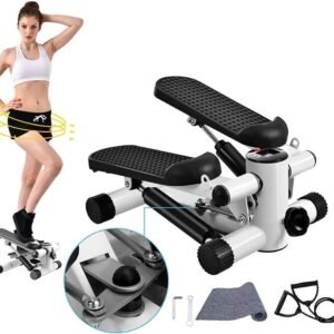 Mini Stepper - Hometrainer Fitnessapparaat - Full Body Training - Met Draaibeweging - 135 kg - Wit (9101441469669)