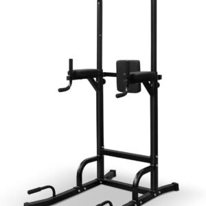 Power Tower Hometrainer - Krachttrainer Dipstation - Thuis Krachttraining - Verstelbare Hoogte - 207 cm Hoog - Zwart (9101418491044)