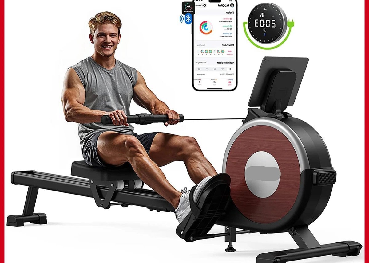 Roeimachine - Magnetische Roeitrainer - Roeiapparaat - App - Bluetooth - Dual Rail Systeem - Elektromagnetische Weerstand - 16 Weerstandsniveaus - Dual Rail Systeem - Stil & Krachtig - 160 kg Belastbaar (8721391980529)
