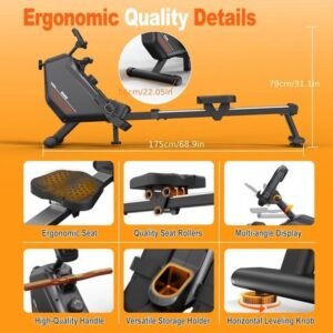 Roeimachine - Roeitrainer - Fitnessapparaat - Workoutmachine - Hometrainer - Inklapbaar Design - 16 Weerstanden Tot 300 Newton - Draagvermogen 150 kg (8721578093011)