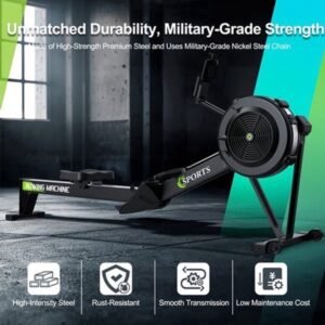 Roeimachine - Roeitrainer - Roeiapparaat - Fitness Roeimachine - Air Resistance Rowing Machine - 10 Weerstandsniveaus - Draadloos Smart Display - Inklapbaar - Max 160 kg Belastbaar (8721573519646)
