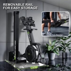 Roeimachine - Roeitrainer - Roeiapparaat - Fitness Roeimachine - Air Resistance Rowing Machine - 10 Weerstandsniveaus - Draadloos Smart Display - Inklapbaar - Max 160 kg Belastbaar (8721574495529)
