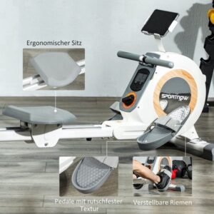 Roeitrainer - Roeimachine - Fitnessapparaat - Indoor Rower - Home Gym - 16 Verstelbare Weerstandsniveaus - LCD Display Met Telefoonhouder - Max. 150 Kg Draagkracht - Compact Design - Wit (8721572215266)