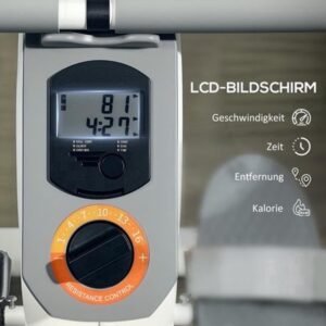 Roeitrainer - Roeimachine - Fitnessapparaat - Indoor Rower - Home Gym - 16 Verstelbare Weerstandsniveaus - LCD Display Met Telefoonhouder - Max. 150 Kg Draagkracht - Compact Design - Wit (8721571476224)