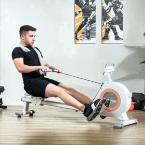 Roeitrainer - Roeimachine - Fitnessapparaat - Indoor Rower - Home Gym - 16 Verstelbare Weerstandsniveaus - LCD Display Met Telefoonhouder - Max. 150 Kg Draagkracht - Compact Design - Wit (8721578486288)