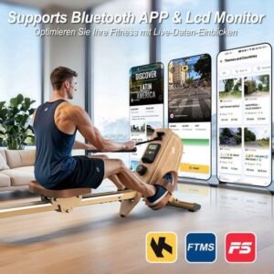 Roeitrainer - Roeimachine - Roeiapparaat - Fitness Roeitrainer - Magnetische Roeimachine - 16 Weerstandsniveaus - Draadloos LCD-scherm - Compact Met Verticale Opslag - Max 150 kg (8721578355454)