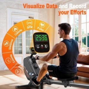 Roeitrainer - Roeimachine - Roeiapparaat - Fitnessapparaat - Hometrainer - Magnetische Weerstand 16 Niveaus - Max 150 kg Belastbaar - Inklapbaar & Stil (8721575042159)