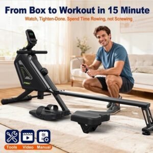 Roeitrainer - Roeimachine - Roeiapparaat - Fitnessapparaat - Inklapbaar - 16 Weerstandsniveaus - Magnetisch Weerstandssysteem - Max. 160 kg Belastbaar (8721577830297)