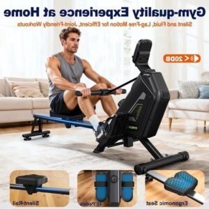 Roeitrainer - Roeimachine - Roeiapparaat - Fitnessapparaat - Inklapbaar - 16 Weerstandsniveaus - Magnetisch Weerstandssysteem - Max. 160 kg Belastbaar (8721571993929)