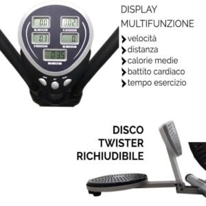 SnelShoppen - Crosstrainer 2-in-1 met Vliegwiel 5 kg, Elliptische Hometrainer, LCD-monitor, Gewichten en Draaischijf, Ideaal voor Thuis Gym en Fitness (2556160606029)