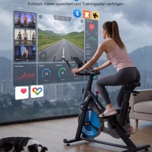 SnelShoppen - Hometrainer stil - Maximaal 160 kg - Zwart-Blauw - Fietstrainer voor Thuis - Fitnessapparaat voor Cardio en Spiertraining (2762783695924)