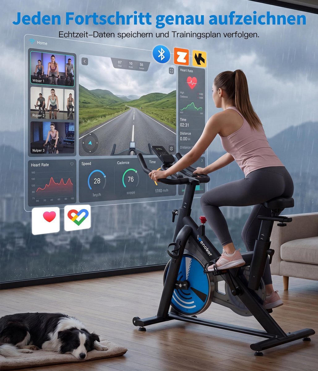 SnelShoppen - Hometrainer stil - Maximaal 160 kg - Zwart-Blauw - Fietstrainer voor Thuis - Fitnessapparaat voor Cardio en Spiertraining (2762783695924)