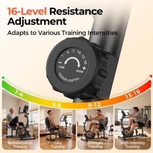 SnelShoppen - YOSUDA Ligfiets Hometrainer met Magnetische Weerstand, 16 Weerstandsniveaus, Stil Recumbent Bike voor Thuis met Verstelbare Zitting, LCD (2587646072779)