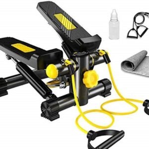 Stepper Fitnessapparaat - Mini Hometrainer - Volledige Lichaamstraining - Incl. Weerstandsbanden - 43 x 40 x 23 cm - Zwart (9101199963389)