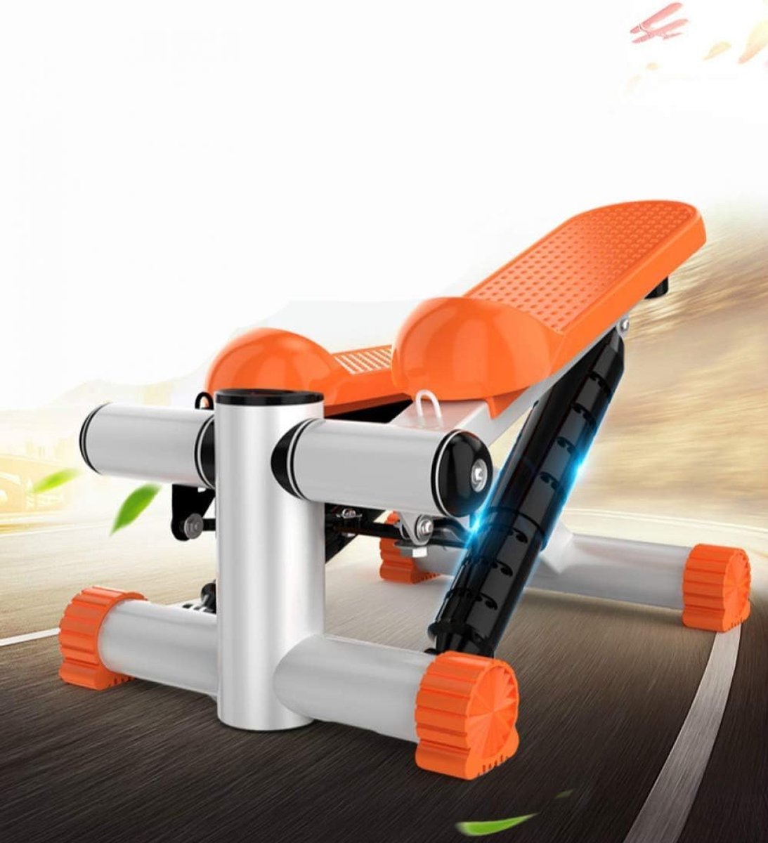 Stepper met LCD - Mini hometrainer - Thuisconditie opbouwen - Met voetmassage - 39x29x26 cm - Oranje (9101363536425)