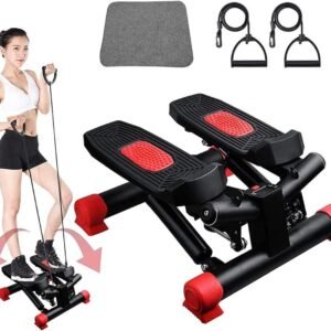 Stepper met Touwen - Hometrainer Machine - Thuis Trainen - 2-in-1 Twister Functie - 39x38x31 cm - Zwart (9101219880306)