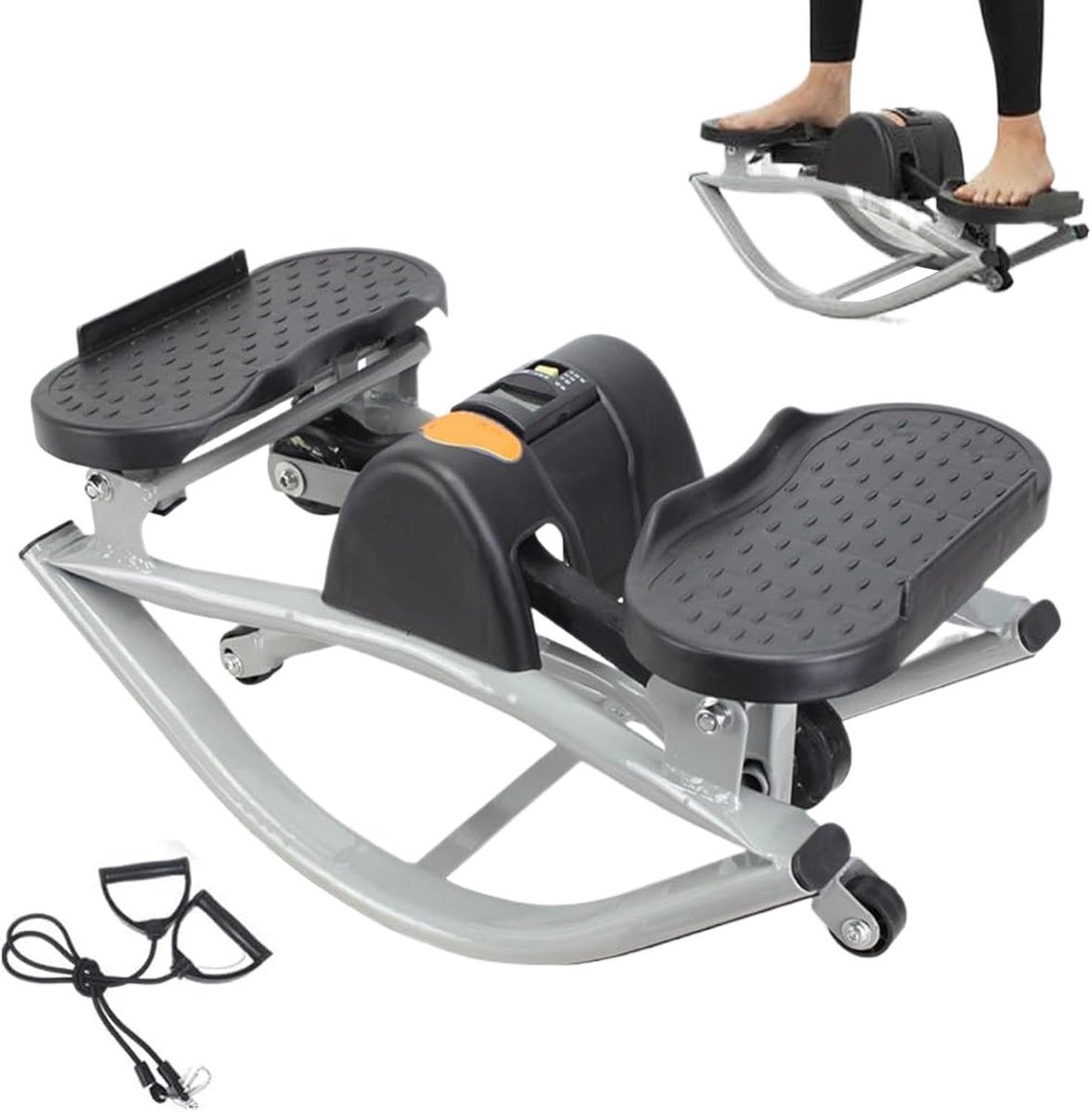 Compacte Hometrainer - Mini Stepper - Cardio Training - Met Weerstandsbanden - 50 x 25 x 25 cm - Diverse Kleuren (9101158192225)
