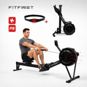 FitFirst® AirRower | Inklapbare roeitrainer met Apps | Roeimachine voor elke lengte en tot 200KG | Professionele Ergometer | 10 Niveaus Luchtweerstand| (8721082449151)