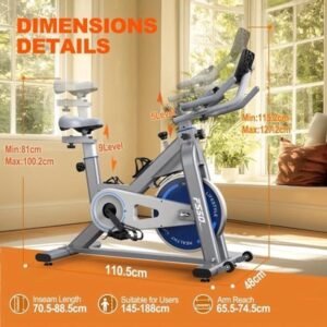Hometrainer - Ergometer - Fitnessfiets - Indoor Bike - Stationaire Fiets - 300 Watt Weerstand - Stabiliteit Tot 150 Kg - Grijs (9113763864510)