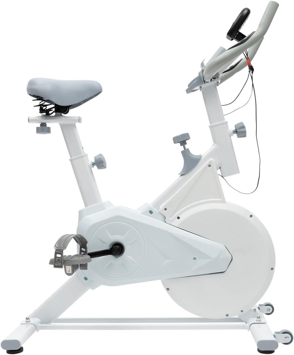 Hometrainer Fiets - Fitnessfiets Cardio - Binnen Trainen - Verstelbaar Zadel & Stuur - 4 kg Vliegwiel - Wit (9101196109384)