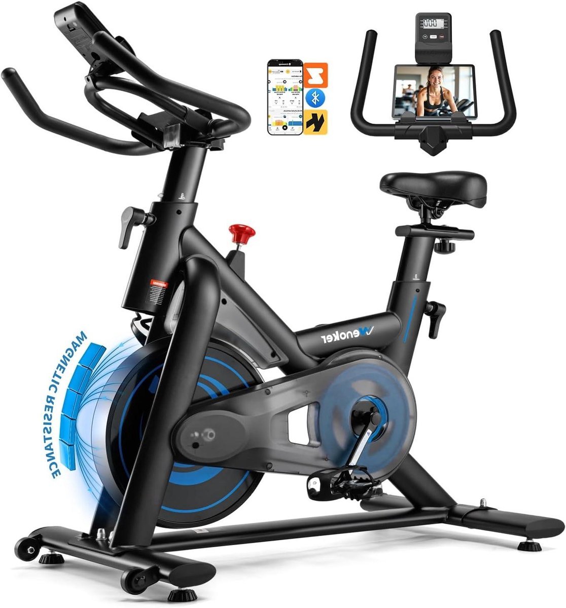 Hometrainer Fiets - Indoor Fiets - Cardio Training - Stille Magneetweerstand - Tot 160 kg - Zwart (9101448608696)