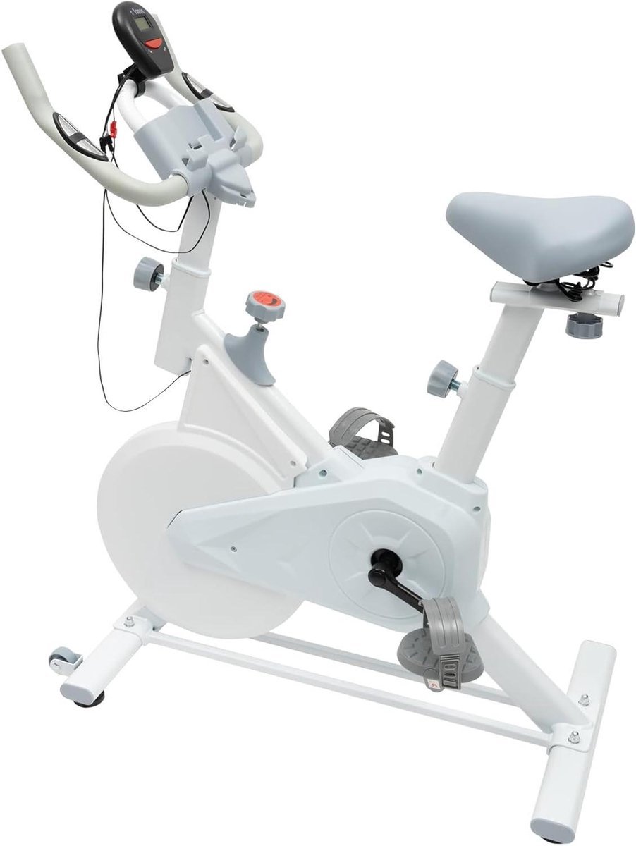 Hometrainers Fiets - Indoor Fiets - Binnen Trainen - Stille Weerstandsblokken - 85 x 45 x 110 cm - Wit (9101196109537)