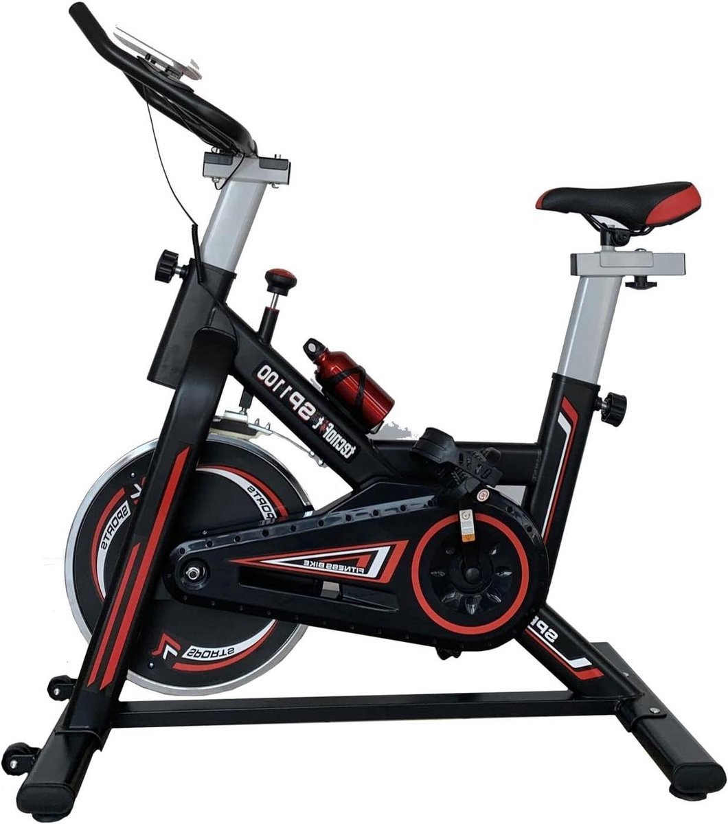 Indoor Hometrainer - Spinbike Fiets - Thuis Fitness - Stil Vliegwiel 16kg - 110 kg Max - Zwart (9101220588321)