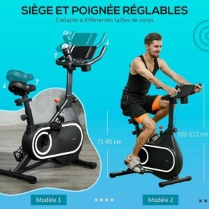 Indoorfietsen - Hometrainers - Spinningfiets - Indoorfietsen - Fitness Fiets - Indoor Cycle - Indoorfiets - Hometrainer - met wielen - Verstelbare zwarte zitting en stuur (9113768811847)