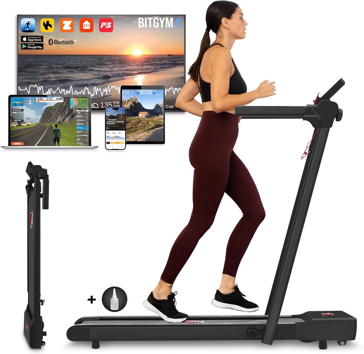 Inklapbare elektrische loopband met app-integratie en interactieve trainingen - Max snelheid 12 km/u (8721316464912)