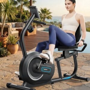 Ligfiets voor Thuis - Smart Recumbent Bike S08, 8-traps Magnetische Weerstand, Bluetooth App-connectiviteit, LCD-Display, Hartslagsensor, Verstelbare Rugleuning, Senioren Hometrainer Designbest (9506374175180)