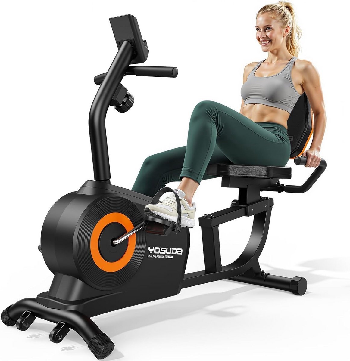Liggfiets Hometrainer met 16 Weerstandsniveaus en LCD-Scherm voor Thuisgebruik (9101024676316)