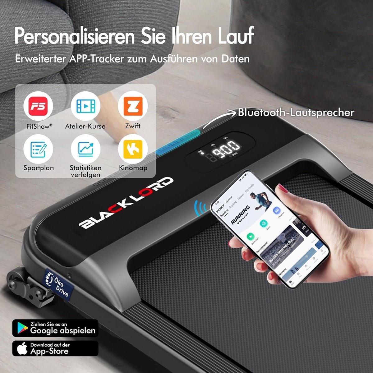 Loopband - HOUSE&GARDEN Walking Pad met 12% automatische helling, 2,5 PK motor, 1-6 km/u, LED-display, afstandsbediening, compact onder bureau wandelband voor thuis en kantoor fitness (9501279949560)