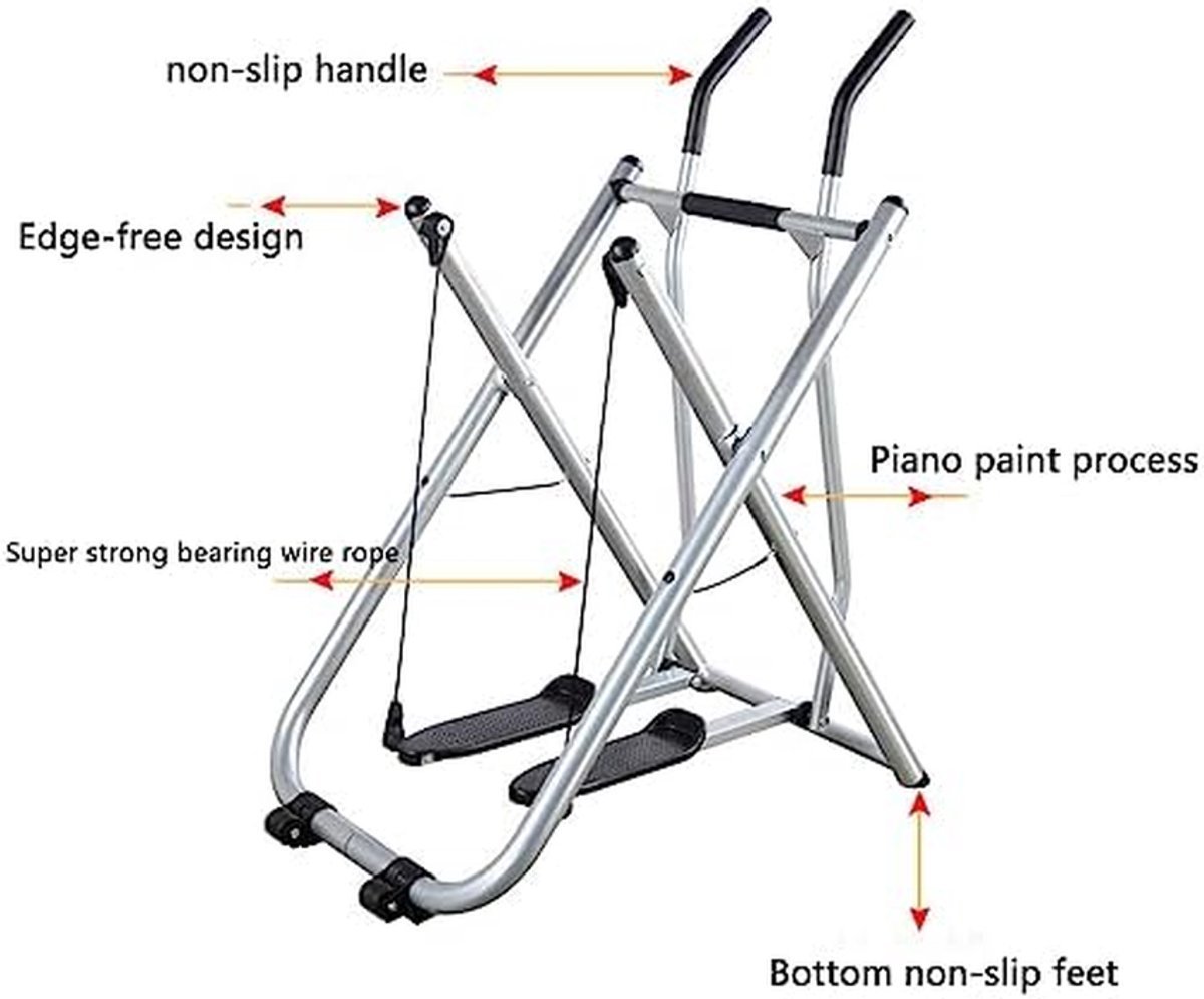Opvouwbare Hometrainer - Elliptische Crosstrainer Dubbele Trainer - Thuis Fitness - Ruimtebesparend Ontwerp - Tot 120 kg - Zilver (9101468750429)