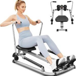Roeitrainer - Fitnessapparaat Hometrainer - Cardiovasculaire Training - 12 Weerstandsniveaus - 120 x 66 x 19 cm - Zwart Grijs (9101392027970)