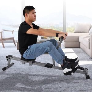 Roeitrainer Staal - Cardio Trainer - Thuis Sporten - 12 Weerstandsniveaus - 103 x 35 x 22 cm - Zwart (9101228012583)