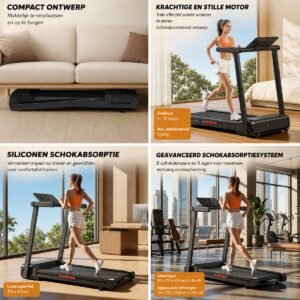 SanaVida - Loopband - Walking Pad - Loopband Inklapbaar - Stille Motor - Slim HD scherm - Tot 16km/u - 18% helling - Max. 150kg (8721606790042)