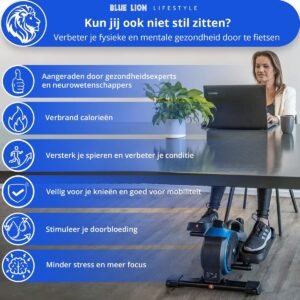 Thijox - Blue Lion Lifestyle Mini Hometrainer - Stoelfiets - Deskbike - Beweegtrainer - Mini Crosstrainer met Bluetooth - Ideaal voor Thuis en Kantoor (2718690500035)