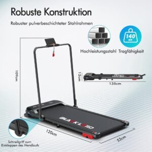 Walking Pad met Helling en Handgreep - House&Garden FlexRun Pro 16 - Inklapbaar Loopband voor Thuis & Kantoor - 16 km/u - Bluetooth App - Stil - Onder Bureau - Tot 140KG - Zwart (9502864952880)