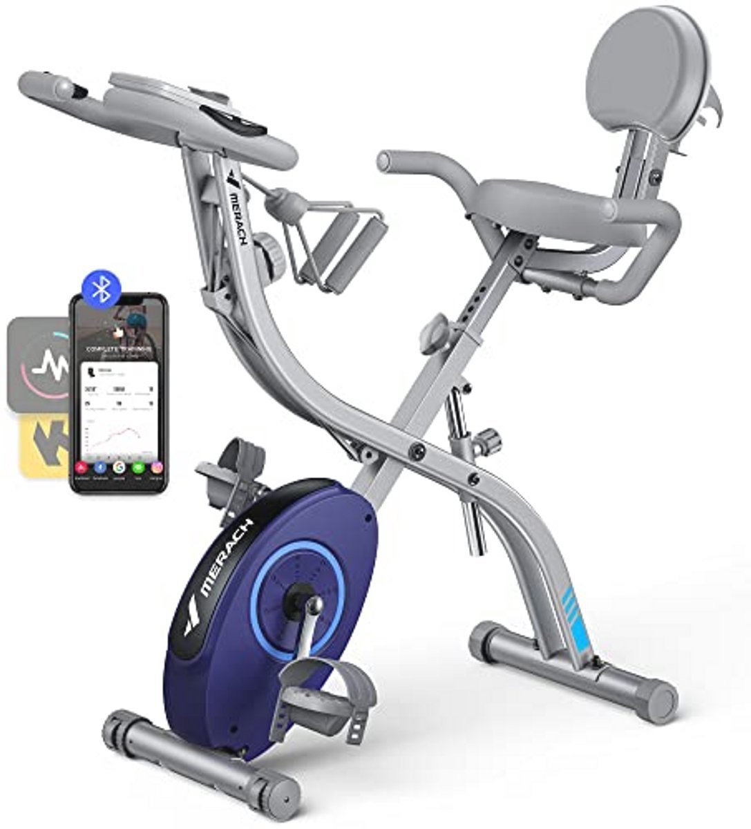 4-in-1 Hometrainer met LCD-monitor en Hartslagmeting - Inklapbare Fitnessfiets voor Thuis (9101015358252)