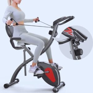 Opvouwbare Hometrainer Met 8 Weerstandsniveaus - Fitnessfiets Voor Thuis Met LCD-Scherm En Telefoonhouder | Ideaal Voor Binnengebruik (8721277116875)