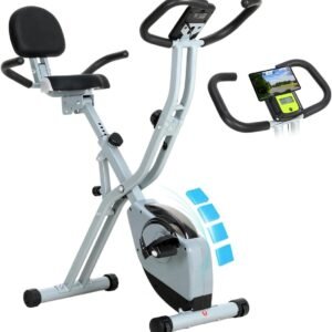 Opvouwbare Hometrainer - Mini Fiets Fitness Fiets - Cardio Training - 16 Weerstandsniveaus - 114 cm Hoog - Grijs (9101396780024)