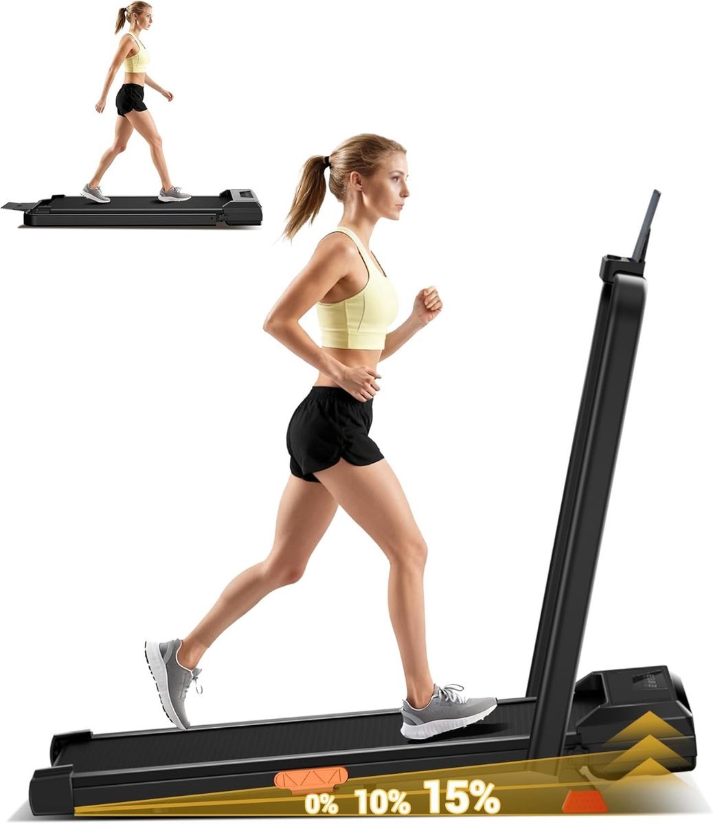 Opvouwbare Loopband - Thuis Fitness - Cardio Training - Stille Motor 2.5 PK - Max 136 kg - Zwart (9101174064087)