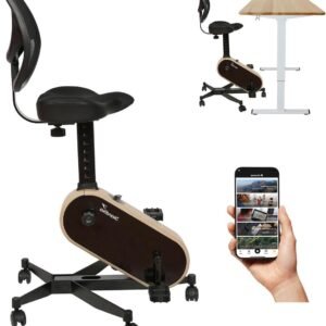 Pedaaltrainer Bureaufiets - Mini Hometrainer Bureau - Meer Beweging Zitten - 8 Weerstandsniveaus - 150 kg Max Gewicht - Houtlook (9101396718249)