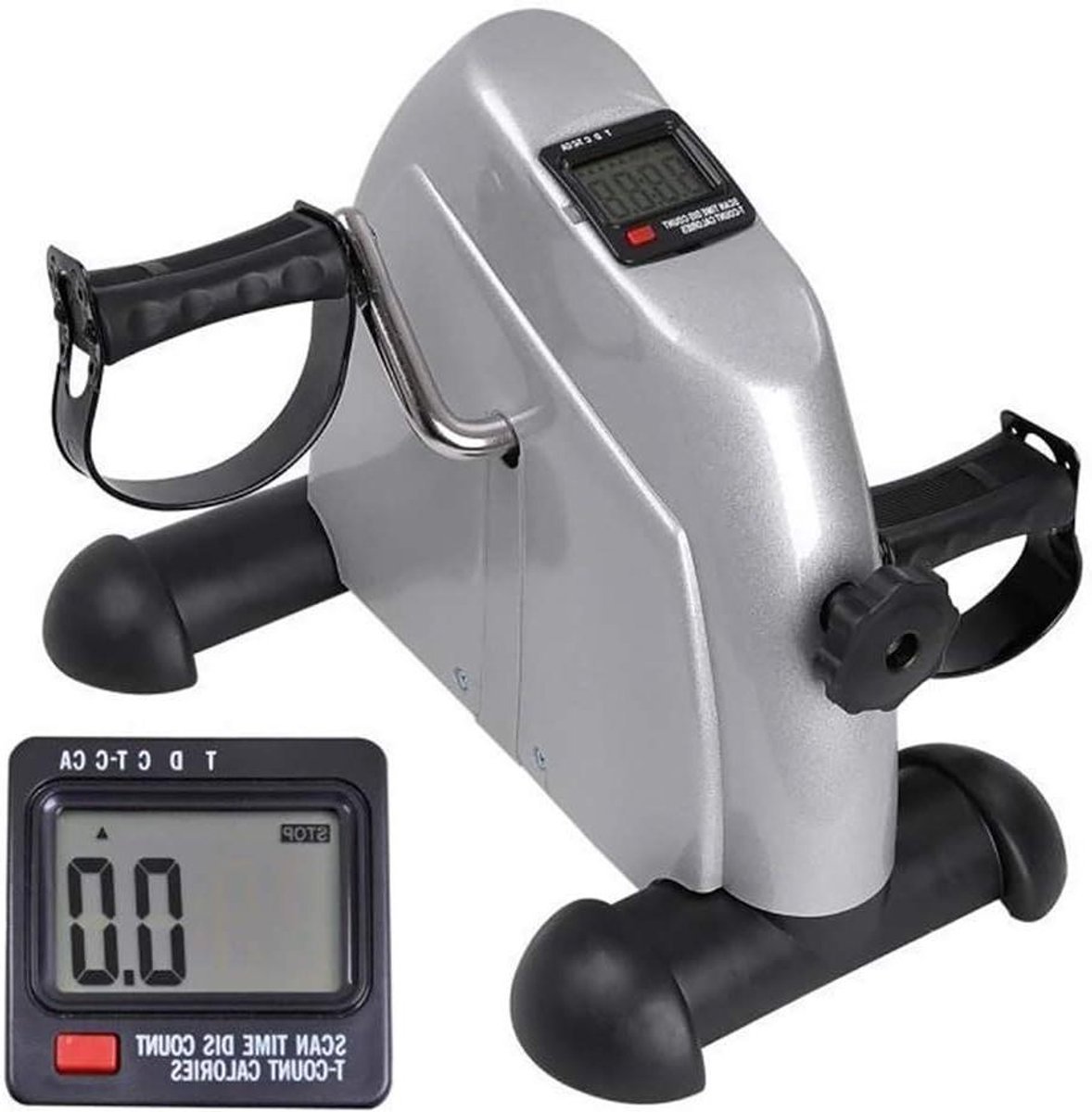 Pedaaltrainer - Mini hometrainer - Onder bureau trainen - LCD scherm - 34 x 40 x 31 cm - Zilver (9101202098145)