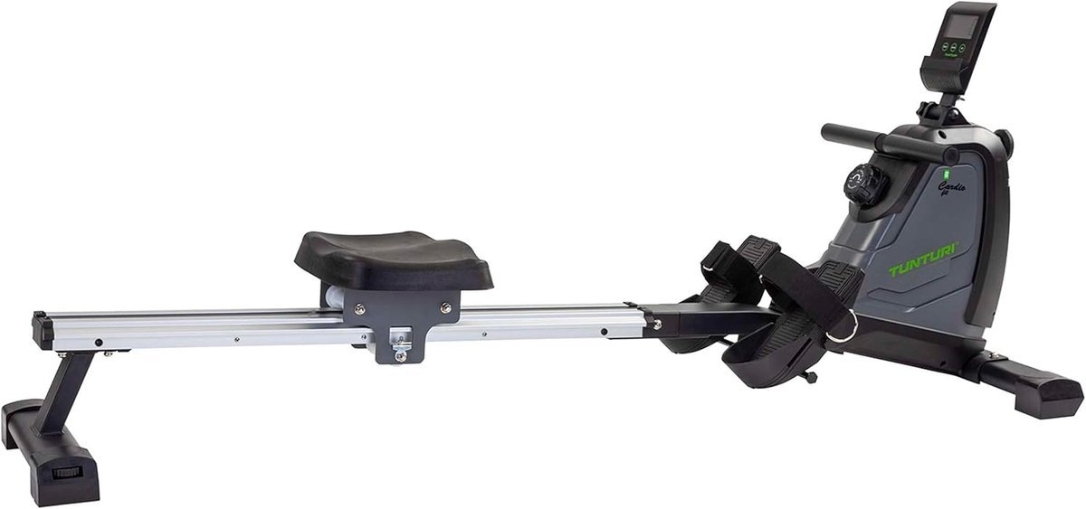 Roeitrainer - Cardio apparaat - Thuis sporten - 8 Weerstandsniveaus - Inklapbaar - Zwart grijs groen (9101155720926)
