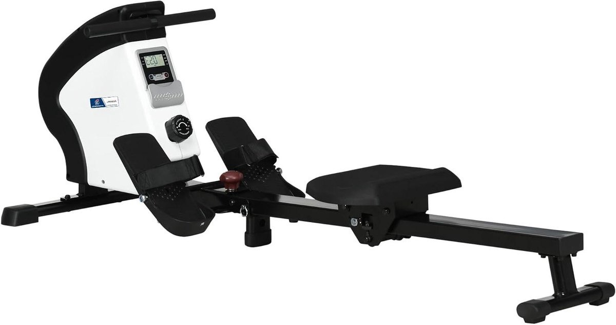 Roeitrainer - Fitnessapparaat - Cardio Training - 8 Weerstandsniveaus - 183 cm Lengte - Wit Zwart (9101389291179)